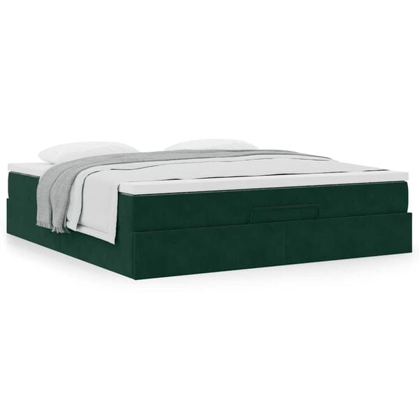 vidaXL Ottoman bed met matras 180x200 cm fluweel donkergroen