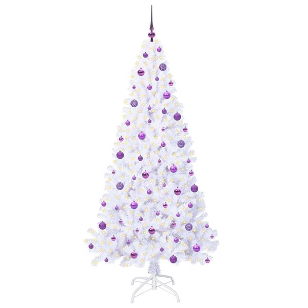 vidaXL Kunstkerstboom met 300 LED Wit 210 cm PVC en staal