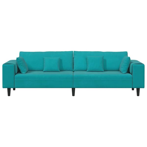 vidaXL Bank met kussen Turquoise 250 x 77 x 76 cm Fluweel