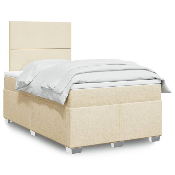 vidaXL Boxspring met matras stof cr&egrave;mekleurig 120x190 cm