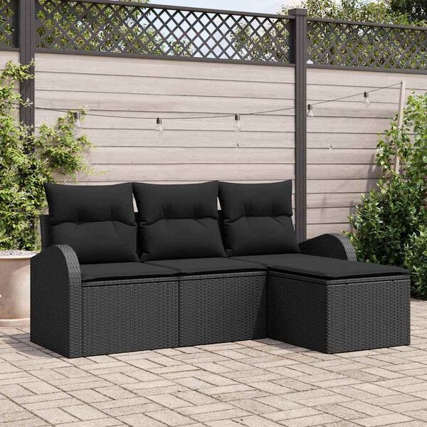 vidaXL Tuin Sofa Set Zwart poly rattan
