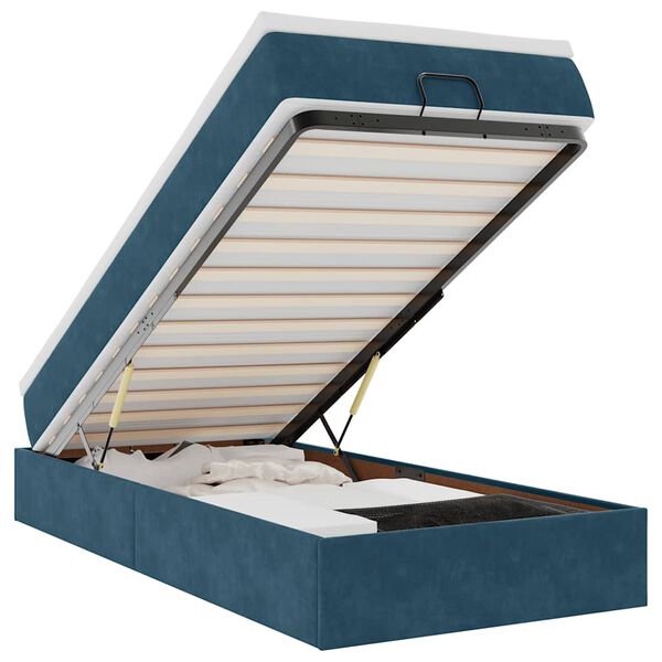 vidaXL Ottoman bed met matras 90x190cm fluweel donkerblauw