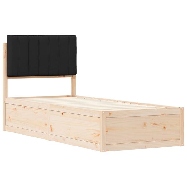 vidaXL Bedframe met Gevoerd Hoofdgedeelte Zwart 75 x 190 cm