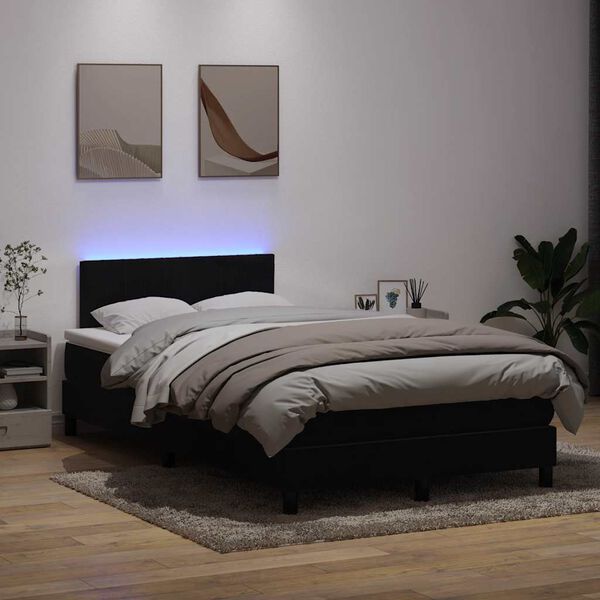 vidaXL Boxspring met matras en LED fluweel zwart 120x220 cm