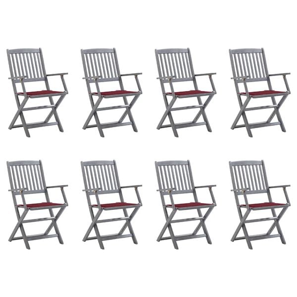 vidaXL Tuinstoelen 8 st inklapbaar met kussens massief acaciahout