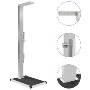 vidaXL Buitendouche met bak HKC roestvrij staal