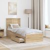vidaXL Bedframe Sonoma Eiken en Zilver 75 x 190 cm Bewerkt hout