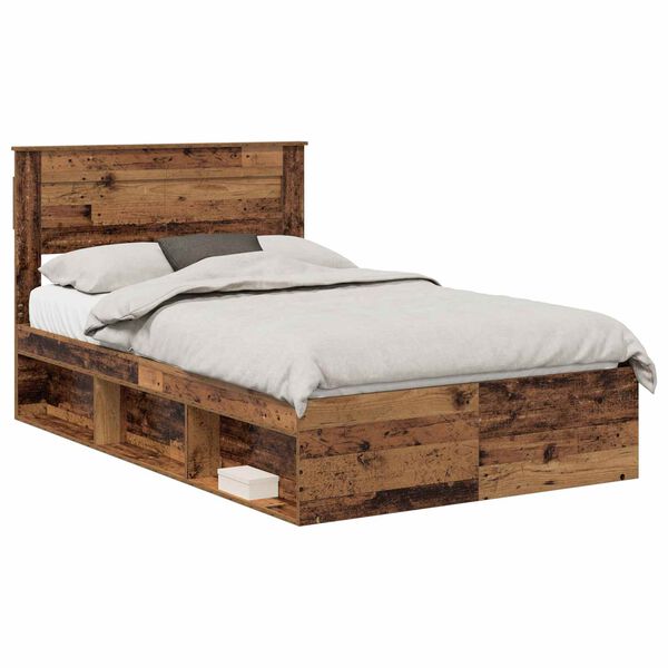 vidaXL Bedframe met hoofdeinde Oudhout 120 x 200 cm Massief grenenhout