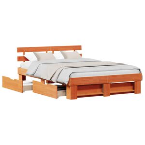 vidaXL Bedframe met lade Wasbruin 140 x 200 cm Massief grenenhout