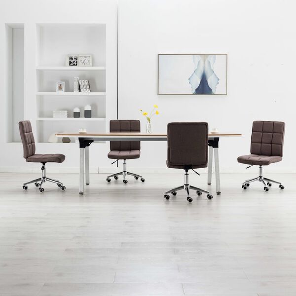 vidaXL Eetkamerstoelen 4 st draaibaar stof taupe