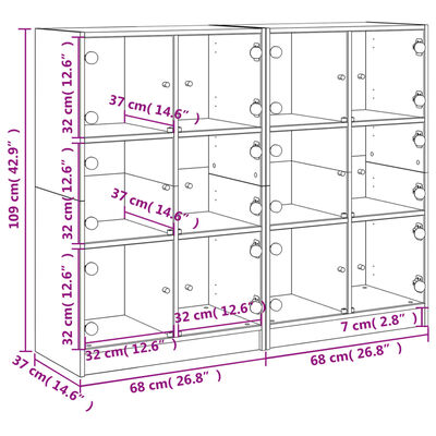 vidaXL Boekenkast met deuren 136x37x109 cm hout grijs sonoma eiken