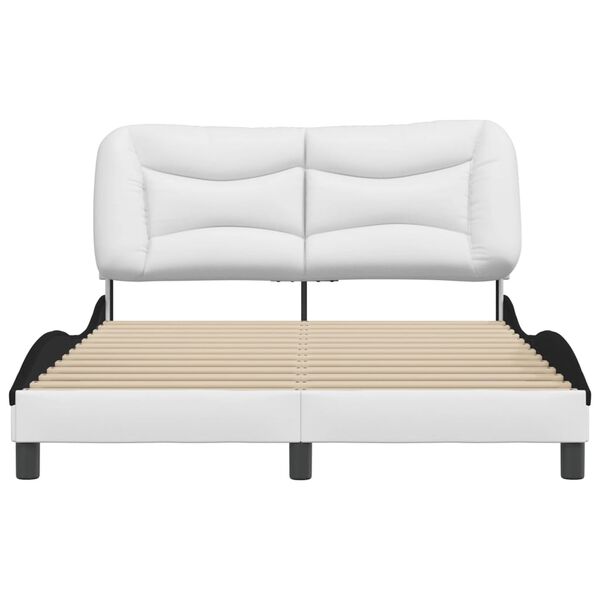 vidaXL Bedframe zonder matras "Hvar" kunstleer zwart en wit 140x200 cm
