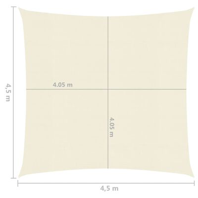 vidaXL Zonnezeil 160 g/m² 4,5x4,5 m HDPE crèmekleurig