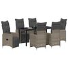 vidaXL Tuin Eetset met kussen 7 pcs Grijs Poly riet