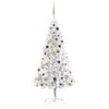 vidaXL Kunstkerstboom met verlichting en kerstballen 210 cm PET zilver