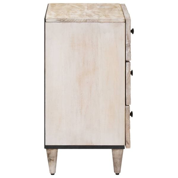 vidaXL Bed kast met lade Wit 50 x 33 x 60 cm Massief Mango Hout