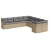 vidaXL 10-delige Loungeset met kussens poly rattan beige