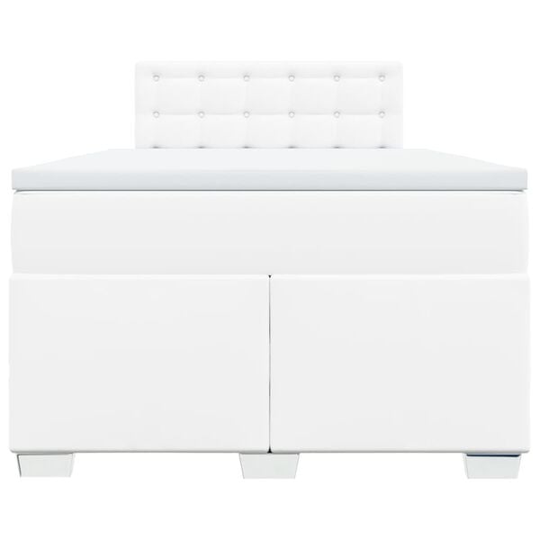 vidaXL Boxspring met matras kunstleer wit 120x200 cm