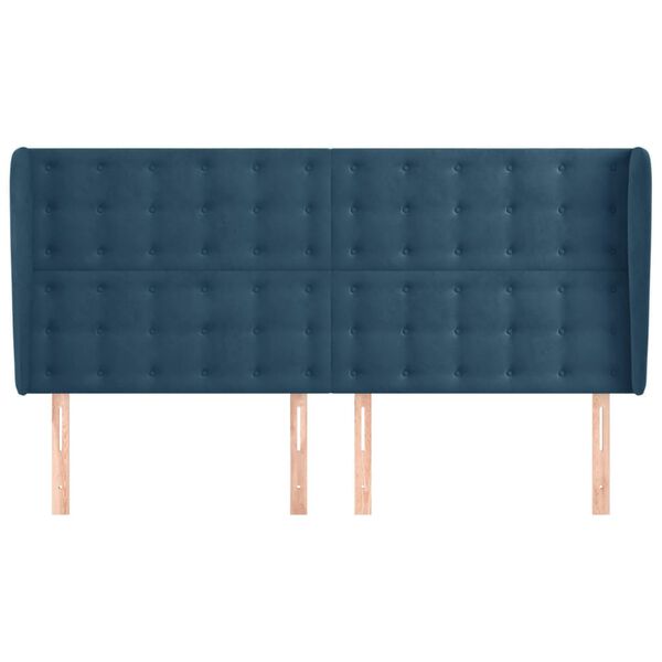 vidaXL Hoofdbord met randen 163x23x118/128 cm fluweel donkerblauw