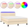 vidaXL Boxspring met matras en LED stof cr&egrave;mekleurig 140x200 cm