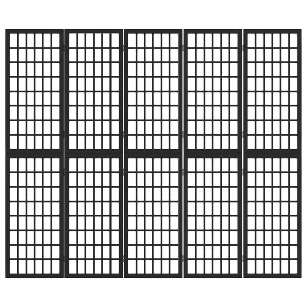 vidaXL Kamerscherm inklapbaar 5 panelen Japanse stijl 200x170 cm zwart