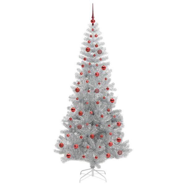 vidaXL Kerstboom met 300 LED met standaard Zilver 210 cm PET