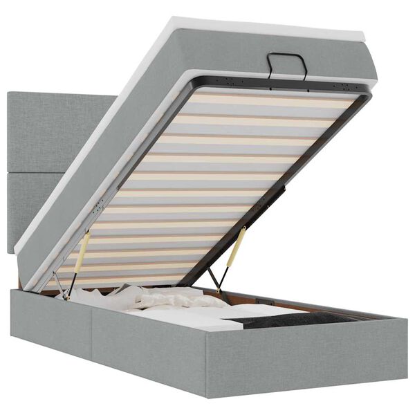 vidaXL Bed poef met matras en LED's stof 80x200 cm lichtgrijs