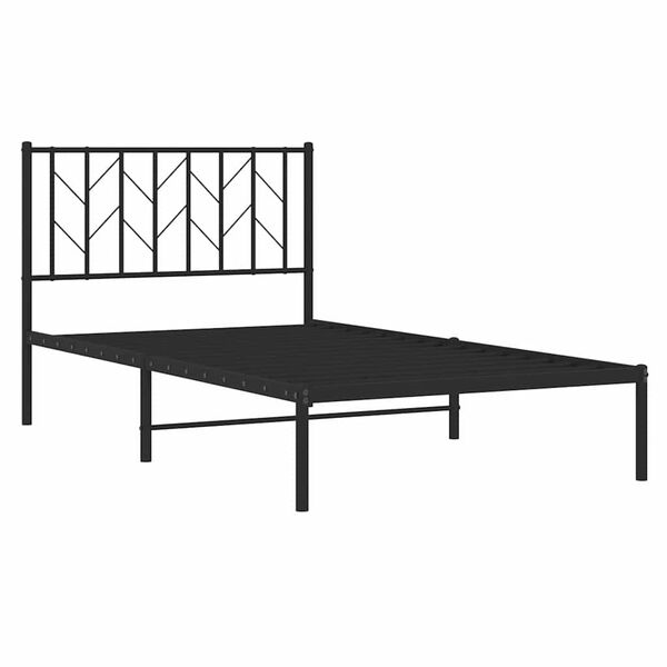 vidaXL Bedframe met hoofdbord metaal zwart 100x200 cm