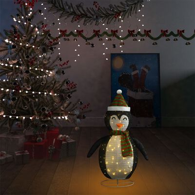 vidaXL Kerstpinguïn decoratief LED 60 cm luxe stof