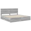 vidaXL Bedframe met lade Grijs Sonoma 200 x 200 cm Ingenieurshout
