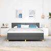 vidaXL LED Box Spring Bed met matras Donkergrijs 180 x 200 cm Stof
