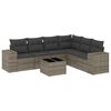 vidaXL 7-delige Loungeset met kussens poly rattan grijs