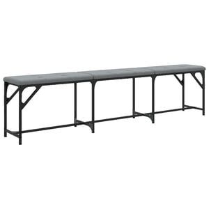 vidaXL Eetkamerbank 186x32x45 cm staal en stof lichtgrijs