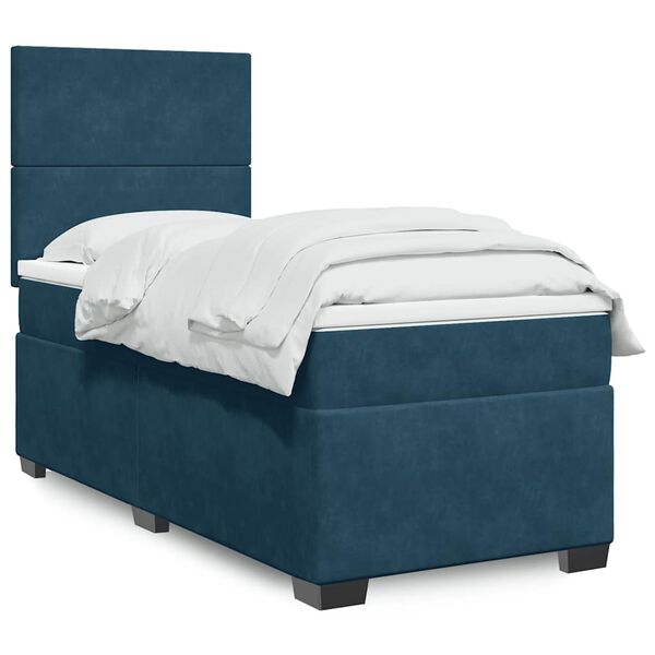 vidaXL Boxspring met matras fluweel blauw 100x200 cm