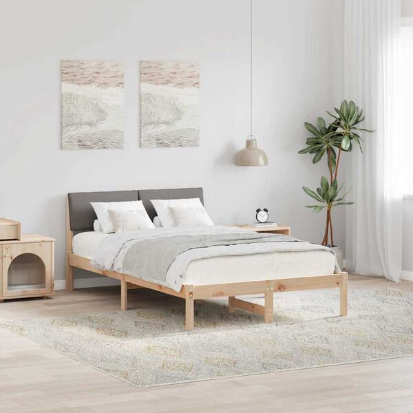vidaXL Bedframe Bruin en taupe 120 x 200 cm Massief grenenhout