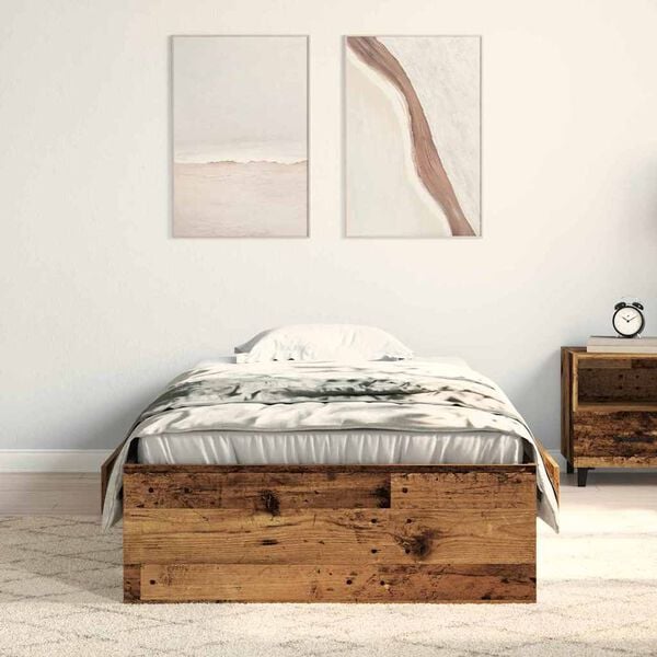 vidaXL Bedframe met lade met opslag Oud Hout 90 x 190 cm Bewerkt hout