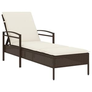vidaXL Ligbed met kussen 63x200x81 cm poly rattan bruin