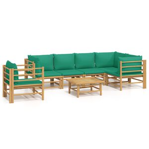 vidaXL 7-delige Loungeset met kussens bamboe groen