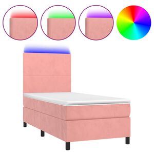 vidaXL Boxspring met matras en LED fluweel roze 80x200 cm