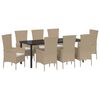 vidaXL Tuin eettafelset 9 st Beige poly rattan