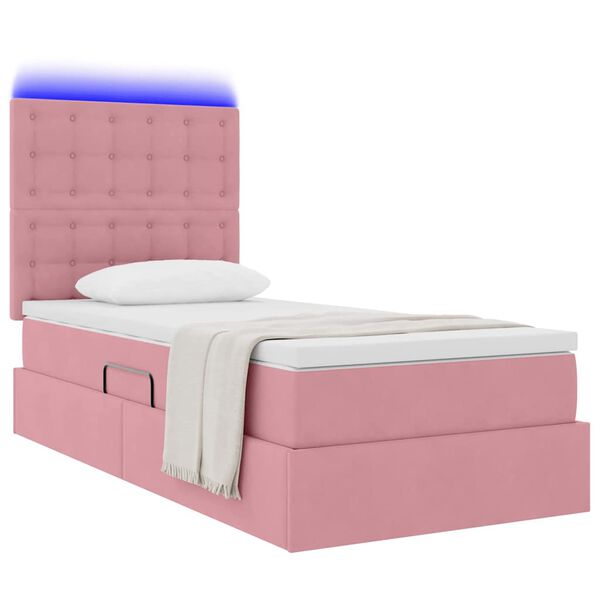 vidaXL Opbergbed met LED met matras met LED Roze 90 x 200 cm Fluweel