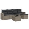 vidaXL 6-delige Loungeset met kussens poly rattan grijs