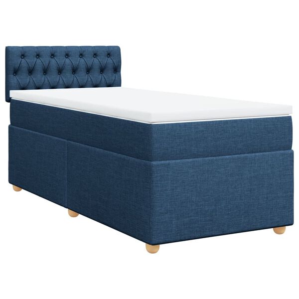 vidaXL Boxspring met matras stof blauw 90x190 cm