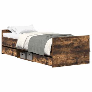 vidaXL Bedframe met hoofd- en voeteneinde gerookt eiken 100x200 cm