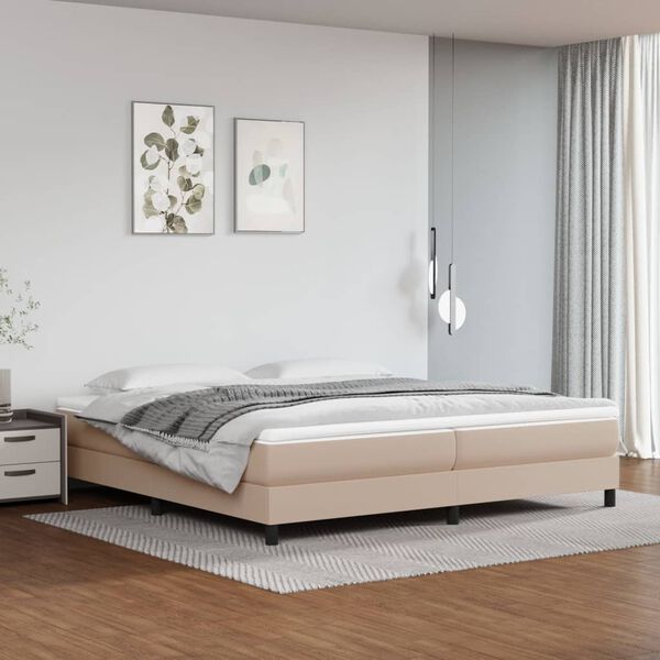 vidaXL Boxspring met matras kunstleer cappuccinokleurig 200x200 cm