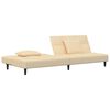 vidaXL Slaapbank 2-zits met 2 kussens en voetenbank fluweel cr&egrave;mekleur