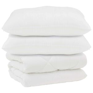 vidaXL Dekbed met Kussens 3 pcs Wit Microfiber en Dons Feather