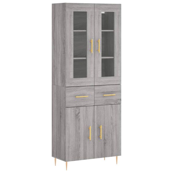 vidaXL Hoge kast 69,5x34x180 cm bewerkt hout grijs sonoma eikenkleurig