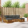 vidaXL Sofa-Sets 6 pcs Natuurlijk en Antraciet Massief Acaciahout