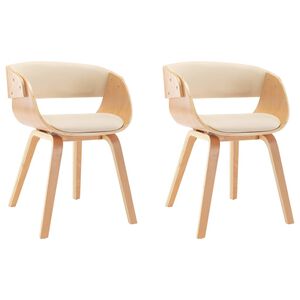 vidaXL Eetkamerstoelen 2 st gebogen hout en kunstleer cr&egrave;mekleurig